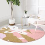 - RealHomes Dijital Baskılı Kaymaz Tabanlı Comfort Yuvarlak Halı - Realhomes  Renkli Zeminde Soyut Çizimli Çiçek Desenli Dijital Baskılı Modern Turkuaz Koridor ve Antre Yıkanabilir Kaymaz Tabanlı Yuvarlak Halı Realhomes