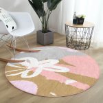 - RealHomes Dijital Baskılı Kaymaz Tabanlı Comfort Yuvarlak Halı - Realhomes  Renkli Zeminde Soyut Çizimli Çiçek Desenli Dijital Baskılı Modern Turkuaz Koridor ve Antre Yıkanabilir Kaymaz Tabanlı Yuvarlak Halı Realhomes