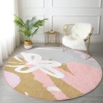 - RealHomes Dijital Baskılı Kaymaz Tabanlı Comfort Yuvarlak Halı - Realhomes  Renkli Zeminde Soyut Çizimli Çiçek Desenli Dijital Baskılı Modern Turkuaz Koridor ve Antre Yıkanabilir Kaymaz Tabanlı Yuvarlak Halı Realhomes