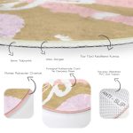 - RealHomes Dijital Baskılı Kaymaz Tabanlı Comfort Yuvarlak Halı - Realhomes  Renkli Zeminde Soyut Çizimli Çiçek Desenli Dijital Baskılı Modern Turkuaz Koridor ve Antre Yıkanabilir Kaymaz Tabanlı Yuvarlak Halı Realhomes