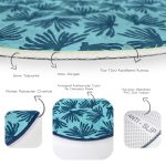 - RealHomes Dijital Baskılı Kaymaz Tabanlı Comfort Yuvarlak Halı - Realhomes Renkli Zeminde Yaprak Desenli Dijital Baskılı Modern Lacivert Salon ve Oturma Odası Yıkanabilir Kaymaz Tabanlı Yuvarlak Halı Realhomes