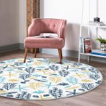 - RealHomes Dijital Baskılı Kaymaz Tabanlı Comfort Yuvarlak Halı - Realhomes Beyaz Zeminde Renkli Deniz Motifli Dijital Baskılı Modern Lacivert Banyo Yıkanabilir Kaymaz Tabanlı Yuvarlak Halı Realhomes