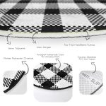 - RealHomes Dijital Baskılı Kaymaz Tabanlı Comfort Yuvarlak Halı - Realhomes  Beyaz Zeminde Siyah Ekose Desenli Dijital Baskılı Modern Ofis Yıkanabilir Kaymaz Tabanlı Yuvarlak Halı Realhomes