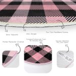 - RealHomes Dijital Baskılı Kaymaz Tabanlı Comfort Yuvarlak Halı - Realhomes  Renkli Pastel Zeminde Siyah Ekose Desenli Dijital Baskılı Modern Pembe Yatak Odası Yıkanabilir Kaymaz Tabanlı Yuvarlak Halı Realhomes