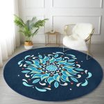 - RealHomes Dijital Baskılı Kaymaz Tabanlı Comfort Yuvarlak Halı - Realhomes  Renkli Zeminde Çini Desenli Dijital Baskılı Modern Lacivert Salon ve Oturma Odası Yıkanabilir Kaymaz Tabanlı Yuvarlak Halı Realhomes