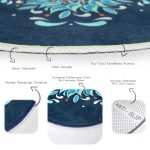 - RealHomes Dijital Baskılı Kaymaz Tabanlı Comfort Yuvarlak Halı - Realhomes  Renkli Zeminde Çini Desenli Dijital Baskılı Modern Lacivert Salon ve Oturma Odası Yıkanabilir Kaymaz Tabanlı Yuvarlak Halı Realhomes