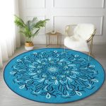 - RealHomes Dijital Baskılı Kaymaz Tabanlı Comfort Yuvarlak Halı - Realhomes  Renkli Zeminde Çini Desenli Dijital Baskılı Modern Lacivert Salon ve Oturma Odası Yıkanabilir Kaymaz Tabanlı Yuvarlak Halı Realhomes