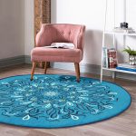 - RealHomes Dijital Baskılı Kaymaz Tabanlı Comfort Yuvarlak Halı - Realhomes  Renkli Zeminde Çini Desenli Dijital Baskılı Modern Lacivert Salon ve Oturma Odası Yıkanabilir Kaymaz Tabanlı Yuvarlak Halı Realhomes