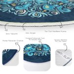 - RealHomes Dijital Baskılı Kaymaz Tabanlı Comfort Yuvarlak Halı - Realhomes  Renkli Zeminde Çini Desenli Dijital Baskılı Modern Lacivert Salon ve Oturma Odası Yıkanabilir Kaymaz Tabanlı Yuvarlak Halı Realhomes