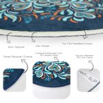 - RealHomes Dijital Baskılı Kaymaz Tabanlı Comfort Yuvarlak Halı - Realhomes  Renkli Zeminde Çini Desenli Dijital Baskılı Modern Lacivert Salon ve Oturma Odası Yıkanabilir Kaymaz Tabanlı Yuvarlak Halı Realhomes