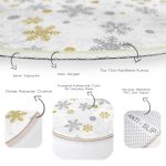 - RealHomes Dijital Baskılı Kaymaz Tabanlı Comfort Yuvarlak Halı - Realhomes  Beyaz Zeminde Gold Detaylı Kar tanesi Desenli Dijital Baskılı Modern Salon ve Oturma Odası Kaymaz Tabanlı Yuvarlak Halı Realhomes