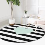 Realhomes Kalp Desen Dijital Baskılı Özel Tasarım Siyah Banyo Yıkanabilir Kaymaz Tabanlı Yuvarlak Kadife Halı Realhomes