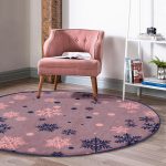 - RealHomes Dijital Baskılı Kaymaz Tabanlı Comfort Yuvarlak Halı - Realhomes  Renkli Zeminde Kar tanesi Desenli Dijital Baskılı Modern Turuncu Salon ve Oturma Odası Yıkanabilir Kaymaz Tabanlı Yuvarlak Halı Realhomes