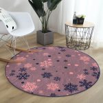 - RealHomes Dijital Baskılı Kaymaz Tabanlı Comfort Yuvarlak Halı - Realhomes  Renkli Zeminde Kar tanesi Desenli Dijital Baskılı Modern Turuncu Salon ve Oturma Odası Yıkanabilir Kaymaz Tabanlı Yuvarlak Halı Realhomes