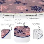 - RealHomes Dijital Baskılı Kaymaz Tabanlı Comfort Yuvarlak Halı - Realhomes  Renkli Zeminde Kar tanesi Desenli Dijital Baskılı Modern Turuncu Salon ve Oturma Odası Yıkanabilir Kaymaz Tabanlı Yuvarlak Halı Realhomes