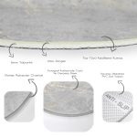 - RealHomes Dijital Baskılı Kaymaz Tabanlı Comfort Yuvarlak Halı - Realhomes  Pastel Zemin Geometrik Desenli Gold Detaylı Dijital Baskılı Modern Gri Salon ve Oturma Odası Kaymaz Tabanlı Yuvarlak Halı Realhomes