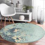 - RealHomes Dijital Baskılı Kaymaz Tabanlı Comfort Yuvarlak Halı - Realhomes  Pastel Zeminde Gold Detaylı Yaprak Desenli Dijital Baskılı Modern Yeşil Salon ve Oturma Odası Kaymaz Tabanlı Yuvarlak Halı Realhomes