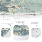 - RealHomes Dijital Baskılı Kaymaz Tabanlı Comfort Yuvarlak Halı - Realhomes  Pastel Zeminde Gold Detaylı Yaprak Desenli Dijital Baskılı Modern Yeşil Salon ve Oturma Odası Kaymaz Tabanlı Yuvarlak Halı Realhomes