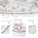 - RealHomes Dijital Baskılı Kaymaz Tabanlı Comfort Yuvarlak Halı - Realhomes Pembe Beyaz Gül Gri Yapraklar Desenli Dijital Baskılı Modern Pembe Salon ve Oturma Odası Yıkanabilir Kaymaz Tabanlı Yuvarlak Halı Realhomes