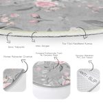 - RealHomes Dijital Baskılı Kaymaz Tabanlı Comfort Yuvarlak Halı - Realhomes  Renkli Zeminde Flamingo Desenli Yaprak Motifli Dijital Baskılı Modern Gri Yatak Odası Yıkanabilir Kaymaz Tabanlı Yuvarlak Halı Realhomes