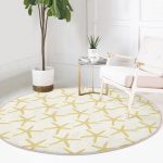 Renkli Zeminde Deniz Yıldızı Desenli Dijital Baskılı Modern Gold Koridor ve Antre Yıkanabilir Kaymaz Tabanlı Yuvarlak Halı Realhomes