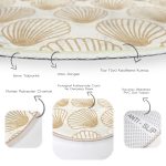 - RealHomes Dijital Baskılı Kaymaz Tabanlı Comfort Yuvarlak Halı - Realhomes  Renkli Zeminde Deniz Kabuğu Desenli Dijital Baskılı Modern Krem Koridor ve Antre Yıkanabilir Kaymaz Tabanlı Yuvarlak Halı Realhomes