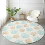- RealHomes Dijital Baskılı Kaymaz Tabanlı Comfort Yuvarlak Halı - Realhomes  Renkli Zeminde Deniz Otu Desenli Dijital Baskılı Modern Koridor ve Antre Yıkanabilir Kaymaz Tabanlı Yuvarlak Halı Realhomes