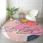 - RealHomes Dijital Baskılı Kaymaz Tabanlı Comfort Yuvarlak Halı - Realhomes  Renkli Zeminde Pastel Desenli Çiçek Motifli Dijital Baskılı Modern Salon ve Oturma Odası Kaymaz Tabanlı Yuvarlak Halı Realhomes