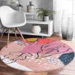 - RealHomes Dijital Baskılı Kaymaz Tabanlı Comfort Yuvarlak Halı - Realhomes  Renkli Zeminde Pastel Desenli Çiçek Motifli Dijital Baskılı Modern Salon ve Oturma Odası Kaymaz Tabanlı Yuvarlak Halı Realhomes