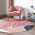 - RealHomes Dijital Baskılı Kaymaz Tabanlı Comfort Yuvarlak Halı - Realhomes  Renkli Zeminde Pastel Desenli Çiçek Motifli Dijital Baskılı Modern Salon ve Oturma Odası Kaymaz Tabanlı Yuvarlak Halı Realhomes