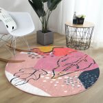 - RealHomes Dijital Baskılı Kaymaz Tabanlı Comfort Yuvarlak Halı - Realhomes  Renkli Zeminde Pastel Desenli Çiçek Motifli Dijital Baskılı Modern Salon ve Oturma Odası Kaymaz Tabanlı Yuvarlak Halı Realhomes