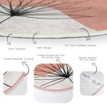 Pastel Zeminde Yaprak Desenli Dijital Baskılı Modern Kahverengi Salon ve Oturma Odası Yıkanabilir Kaymaz Tabanlı Yuvarlak Halı Realhomes