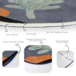 - RealHomes Dijital Baskılı Kaymaz Tabanlı Comfort Yuvarlak Halı - Realhomes  Pastel Zeminde Çiçek Desenli Dijital Baskılı Modern Renkli Salon ve Oturma Odası Yıkanabilir Kaymaz Tabanlı Yuvarlak Halı Realhomes