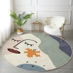 - RealHomes Dijital Baskılı Kaymaz Tabanlı Comfort Yuvarlak Halı - Realhomes  Pastel Zeminde Onedraw Çizimli Bayan Silüeti Dijital Baskılı Modern Renkli Salon ve Oturma Odası Kaymaz Tabanlı Yuvarlak Halı Realhomes