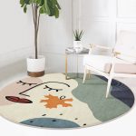 - RealHomes Dijital Baskılı Kaymaz Tabanlı Comfort Yuvarlak Halı - Realhomes  Pastel Zeminde Onedraw Çizimli Bayan Silüeti Dijital Baskılı Modern Renkli Salon ve Oturma Odası Kaymaz Tabanlı Yuvarlak Halı Realhomes