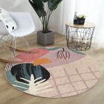 - RealHomes Dijital Baskılı Kaymaz Tabanlı Comfort Yuvarlak Halı - Realhomes  Pastel Zeminde Geometrik Çizimli Çiçek Motifli Dijital Baskılı Modern Renkli Salon ve Oturma Odası Kaymaz Tabanlı Yuvarlak Halı Realhomes