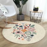 - RealHomes Dijital Baskılı Kaymaz Tabanlı Comfort Yuvarlak Halı - Realhomes  Pastel Zeminde Renkli Çiçek Desenli Dijital Baskılı Modern Balkon Yıkanabilir Kaymaz Tabanlı Yuvarlak Halı Realhomes