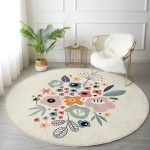 - RealHomes Dijital Baskılı Kaymaz Tabanlı Comfort Yuvarlak Halı - Realhomes  Pastel Zeminde Renkli Çiçek Desenli Dijital Baskılı Modern Balkon Yıkanabilir Kaymaz Tabanlı Yuvarlak Halı Realhomes