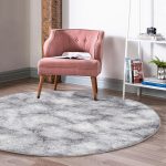 - RealHomes Dijital Baskılı Kaymaz Tabanlı Comfort Yuvarlak Halı - Realhomes  Beyaz Zeminde Siyah Mermer Desenli Dijital Baskılı Modern Gri Salon ve Oturma Odası Yıkanabilir Kaymaz Tabanlı Yuvarlak Halı Realhomes