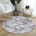 - RealHomes Dijital Baskılı Kaymaz Tabanlı Comfort Yuvarlak Halı - Realhomes  Beyaz Zeminde Siyah Mermer Desenli Dijital Baskılı Modern Gri Salon ve Oturma Odası Yıkanabilir Kaymaz Tabanlı Yuvarlak Halı Realhomes