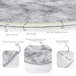 - RealHomes Dijital Baskılı Kaymaz Tabanlı Comfort Yuvarlak Halı - Realhomes  Beyaz Zeminde Siyah Mermer Desenli Dijital Baskılı Modern Gri Salon ve Oturma Odası Yıkanabilir Kaymaz Tabanlı Yuvarlak Halı Realhomes