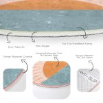 - RealHomes Dijital Baskılı Kaymaz Tabanlı Comfort Yuvarlak Halı - Realhomes  Pastel Zeminde Güneş Desenli Dijital Baskılı Modern Renkli Balkon Yıkanabilir Kaymaz Tabanlı Yuvarlak Halı Realhomes