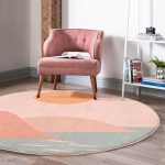 - RealHomes Dijital Baskılı Kaymaz Tabanlı Comfort Yuvarlak Halı - Realhomes  Pastel Zeminde Güneş Desenli Dijital Baskılı Modern Turuncu Yatak Odası Yıkanabilir Kaymaz Tabanlı Yuvarlak Halı Realhomes