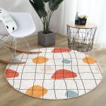 - RealHomes Dijital Baskılı Kaymaz Tabanlı Comfort Yuvarlak Halı - Realhomes  Beyaz Zeminde Geometrik Desenli Dijital Baskılı Modern Turuncu Salon ve Oturma Odası Yıkanabilir Kaymaz Tabanlı Yuvarlak Halı Realhomes
