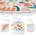 - RealHomes Dijital Baskılı Kaymaz Tabanlı Comfort Yuvarlak Halı - Realhomes Beyaz Zeminde Geometrik Desenli Dijital Baskılı Modern Turuncu Koridor ve Antre Yıkanabilir Kaymaz Tabanlı Yuvarlak Halı Realhomes