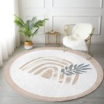 - RealHomes Dijital Baskılı Kaymaz Tabanlı Comfort Yuvarlak Halı - Realhomes  Pastel Zeminde Onedraw Çizimli Yaprak Desenli Dijital Baskılı Modern Renkli Salon ve Oturma Odası Kaymaz Tabanlı Yuvarlak Halı Realhomes