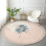 - RealHomes Dijital Baskılı Kaymaz Tabanlı Comfort Yuvarlak Halı - Realhomes  Pastel Zeminde Yaprak Desenli Dijital Baskılı Modern Renkli Salon ve Oturma Odası Yıkanabilir Kaymaz Tabanlı Yuvarlak Halı Realhomes