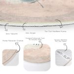 - RealHomes Dijital Baskılı Kaymaz Tabanlı Comfort Yuvarlak Halı - Realhomes  Pastel Zeminde Yaprak Desenli Dijital Baskılı Modern Renkli Salon ve Oturma Odası Yıkanabilir Kaymaz Tabanlı Yuvarlak Halı Realhomes