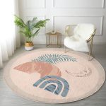 - RealHomes Dijital Baskılı Kaymaz Tabanlı Comfort Yuvarlak Halı - Realhomes  Pastel Zeminde Geometrik Desenli Dijital Baskılı Modern Renkli Salon ve Oturma Odası Yıkanabilir Kaymaz Tabanlı Yuvarlak Halı Realhomes