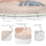 - RealHomes Dijital Baskılı Kaymaz Tabanlı Comfort Yuvarlak Halı - Realhomes  Pastel Zeminde Geometrik Desenli Dijital Baskılı Modern Renkli Salon ve Oturma Odası Yıkanabilir Kaymaz Tabanlı Yuvarlak Halı Realhomes